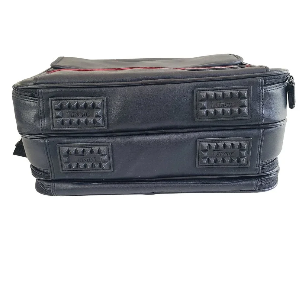Targus Black Leather Laptop Bag With Shoulder Strap & Multiple Compartments